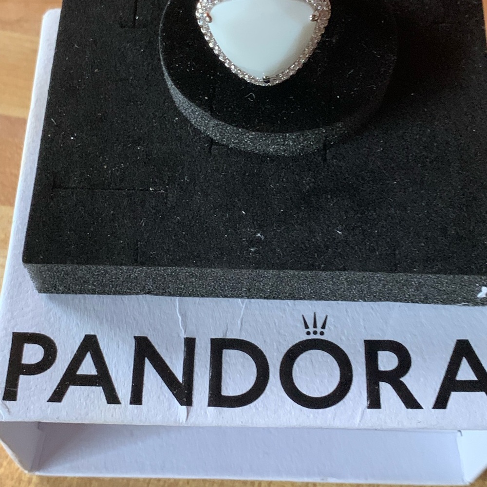 White Jade Pandora size 7 ring sterling silver